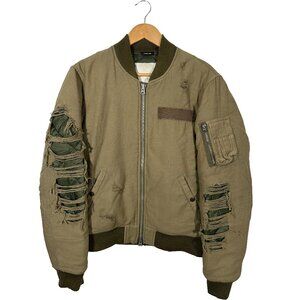 R13 Distressed Down Padded Bomber Jacket Size Medium